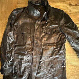 HUGO BOSS Italian Lamb Nappa Leather Jacket Black 44R / EU 54 CABB
